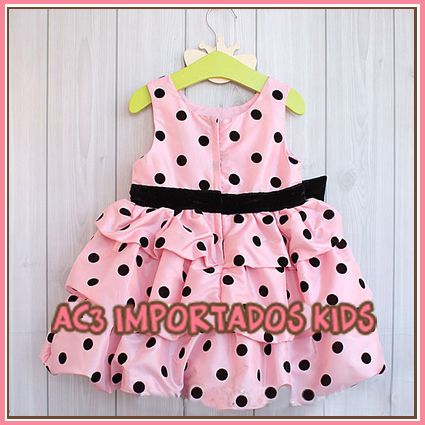 Vestido Balonê Rosa bebê c/ Laço