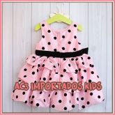 Vestido Balonê Rosa bebê c/ Laço