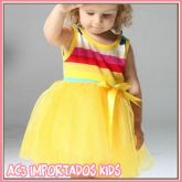 Vestido Arco Íris com Laço Amarelo