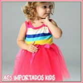 Vestido Arco Íris com Laço Rosa